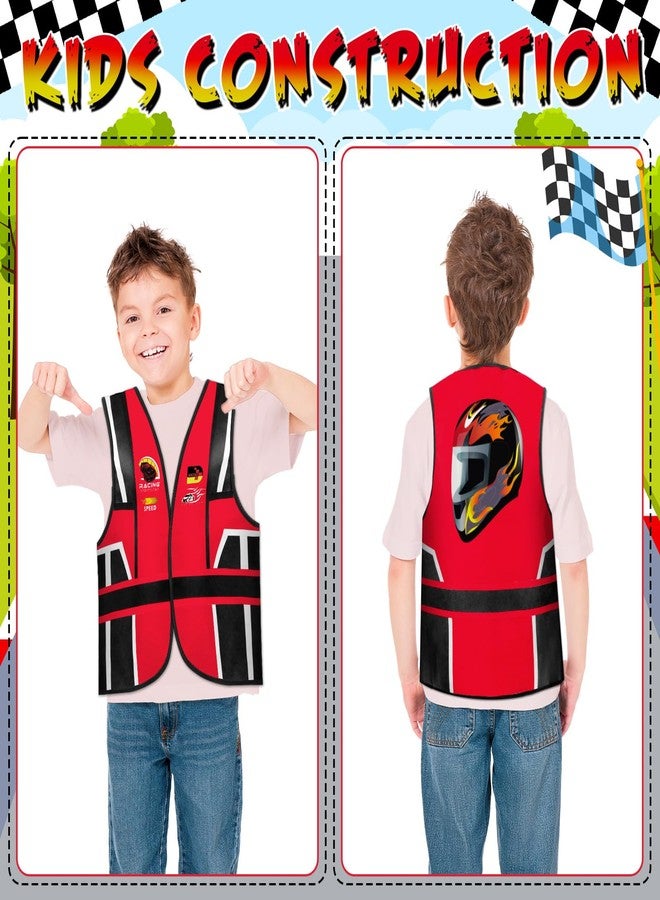 Jiuguva 2 Piece Red Kids Race Car Vests, Kids Race Car Driver Costume for Boys Girl Birthday Halloween Role-play Party Decoration - Image 4